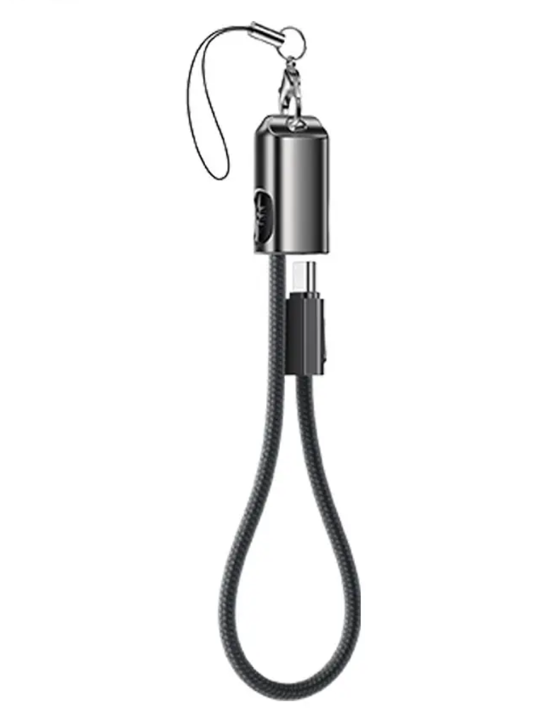 Yesido - Câble Data USB-C vers USB-C CA177 Porte Clé Charge Rapide 60W Noir