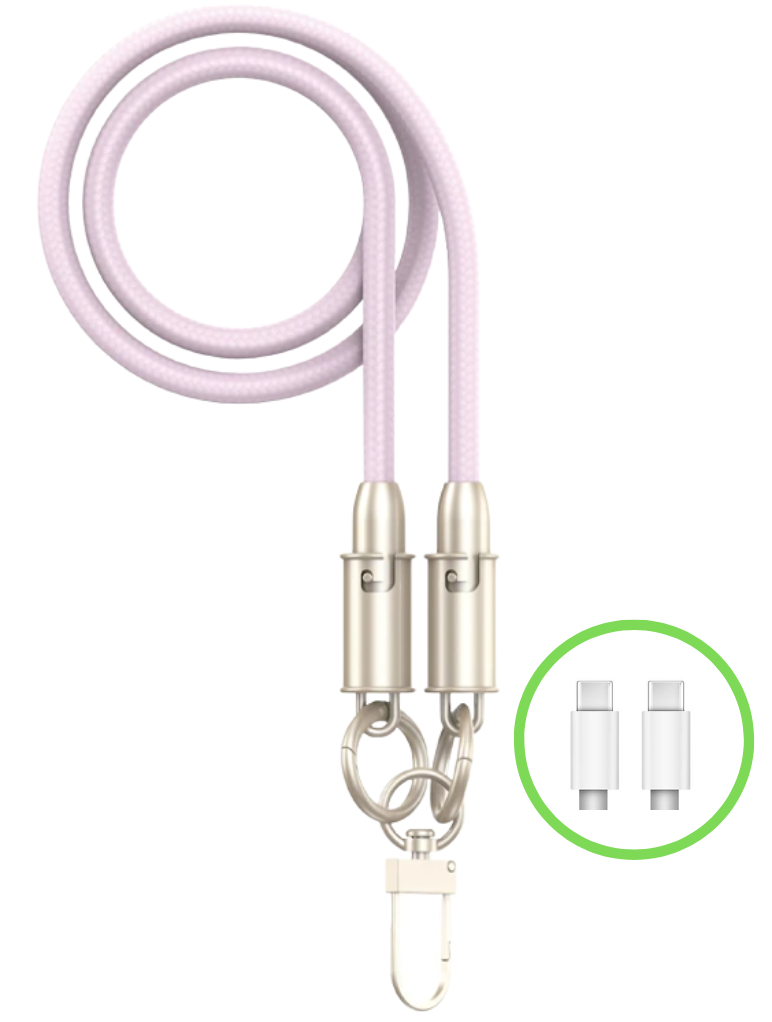 Apokin - Lanière de charge USB-C vers USB-C 60W Rose - 120cm