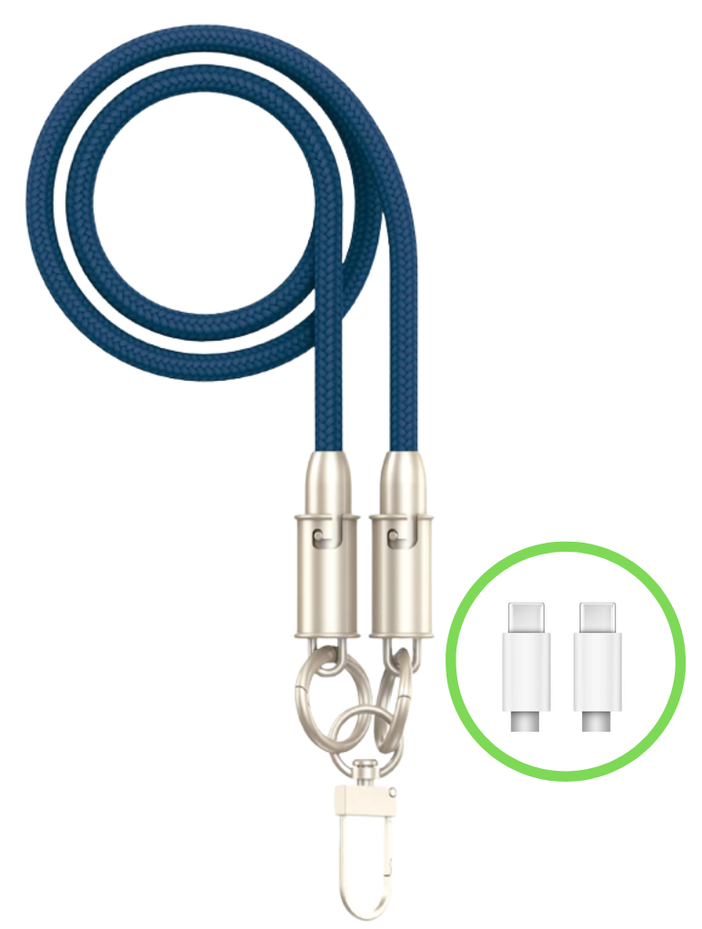 Apokin - Lanière de charge USB-C vers USB-C 60W Bleu - 120cm