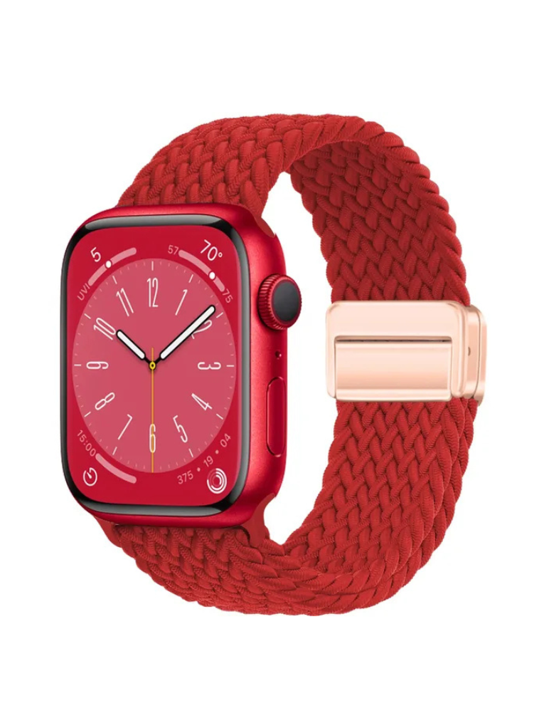 Clypeus - Bracelet à boucle Tréssée pour Apple Watch - Rouge