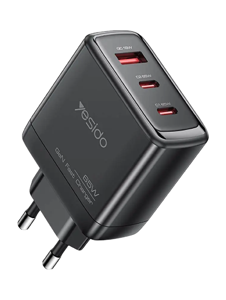 Yesido - Adaptateur GaN 3 Ports USB-C & USB-A 60W + Câble USB-C to USB-C