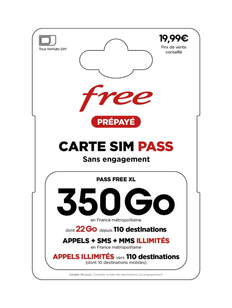 NR - Carte SIM Free prépayé 350Go