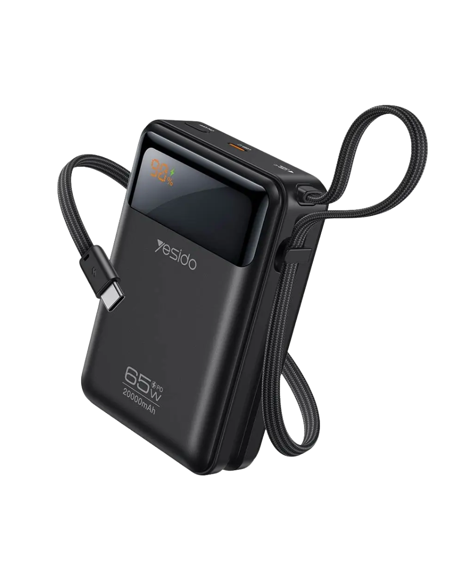 Yesido - Batterie Externe Power Bank avec Câble de Charge USB-C 20000mAh 65W
