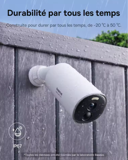 Baseus- Caméra Intélligente d'extérieur avec Batterie Intégrée