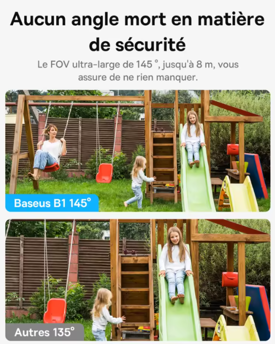 Baseus- Caméra Intélligente d'extérieur avec Batterie Intégrée