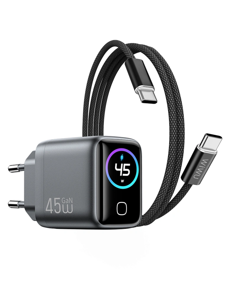 Wiwu - Kit Chargeur GaN à affichage intelligent 45W - 1m