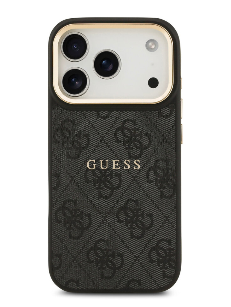 Guess - Coque MagSafe en Bordures dorées Pour iPhone – Noir