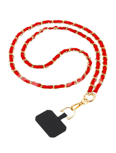 Fairplay - Chaine Longue en Simili-Cuir Dalia - Rouge