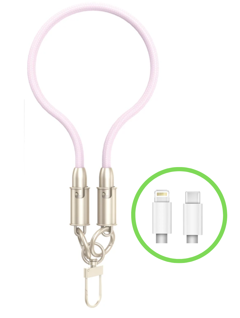 Apokin - Dragonne de charge USB-C vers Lightning 27W Rose - 30cm
