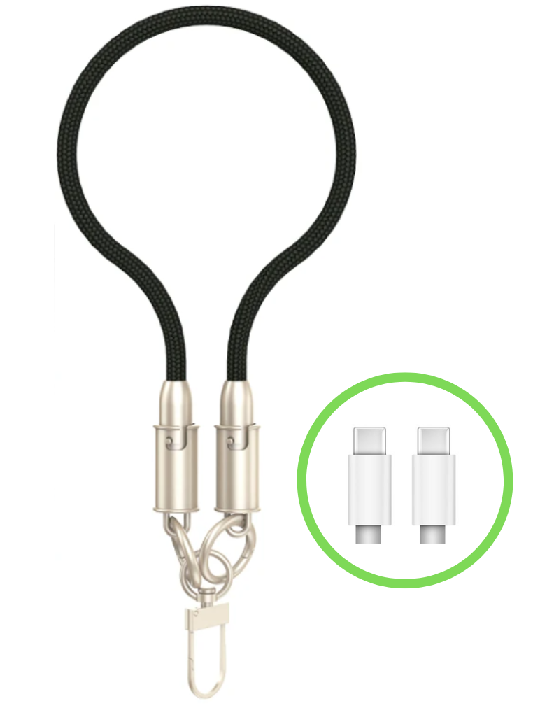 Apokin - Dragonne chargeur USB-C vers USB-C 60W Noir - 30cm