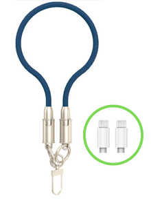 Apokin - Dragonne de charge USB-C vers USB-C 60W Bleu - 30cm