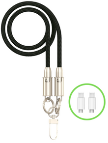 Apokin - Lanière de charge USB-C vers USB-C 60W Noir - 120cm