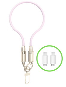 Apokin - Dragonne de charge USB-C vers USB-C 60W Rose - 30cm