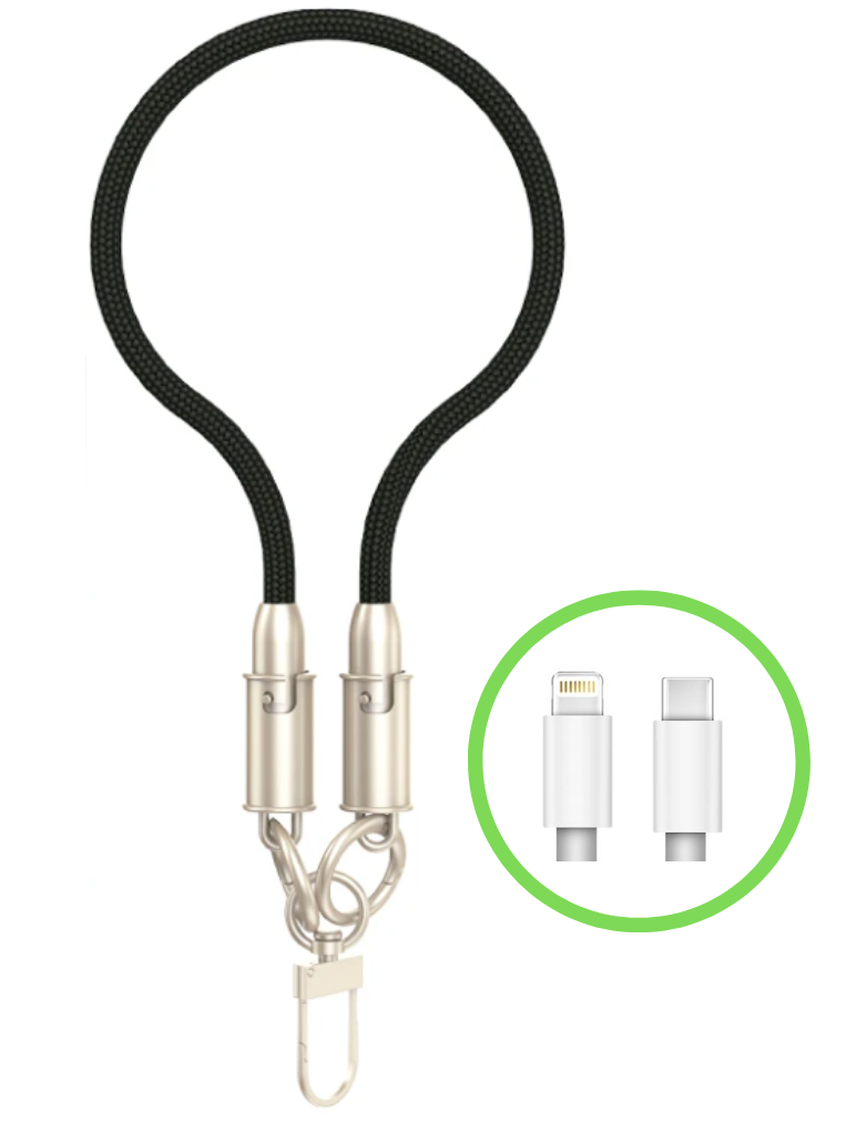 Apokin - Dragonne de charge USB-C vers Lightning 27W Noir - 30cm