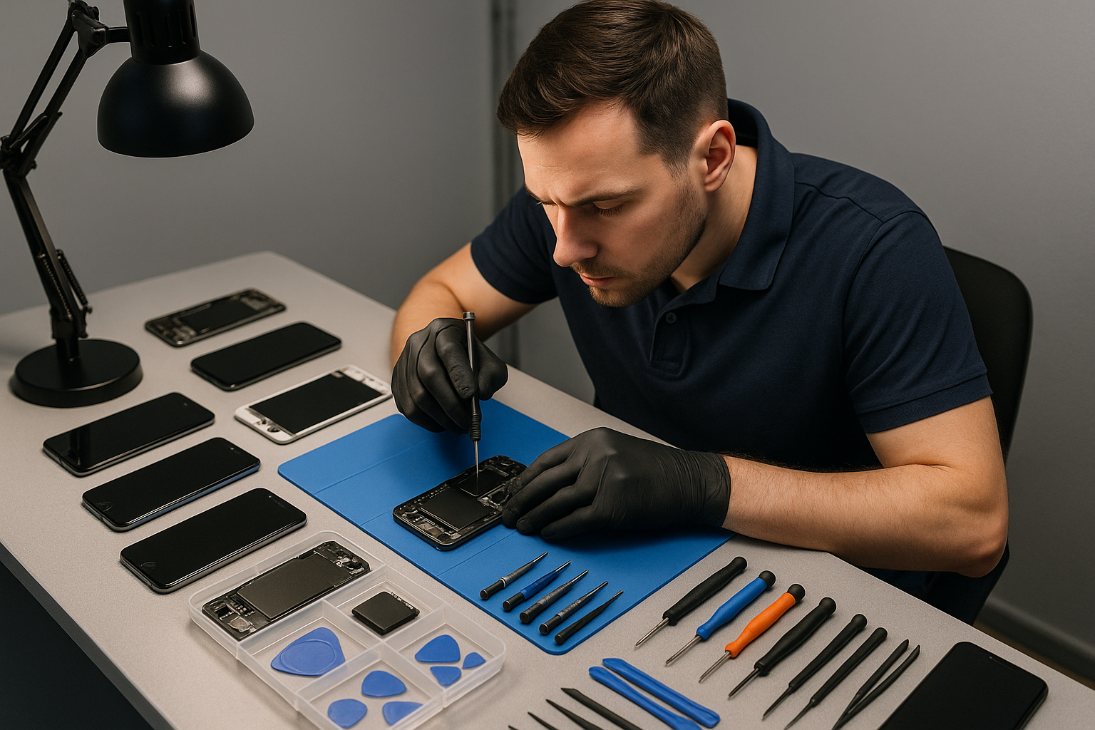 Rendez-vous dans un atelier de réparation de smartphone