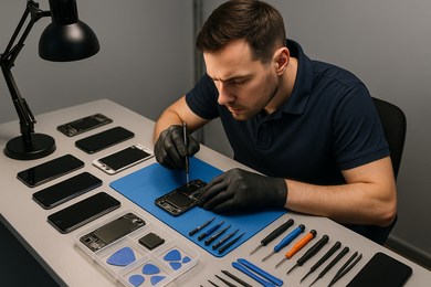 Rendez-vous dans un atelier de réparation de smartphone